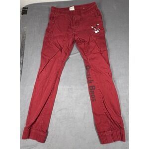 HWBY Dutch Bros Pants Mens Medium Red Elastic Waist Casual Joggers Lightweight